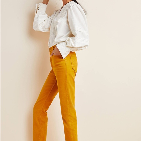 Mother Denim mustard yellow jeans